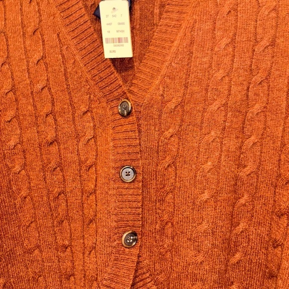 Brooks Brothers Brown V-Neck Cable Knit Sweater - Picture 2 of 6